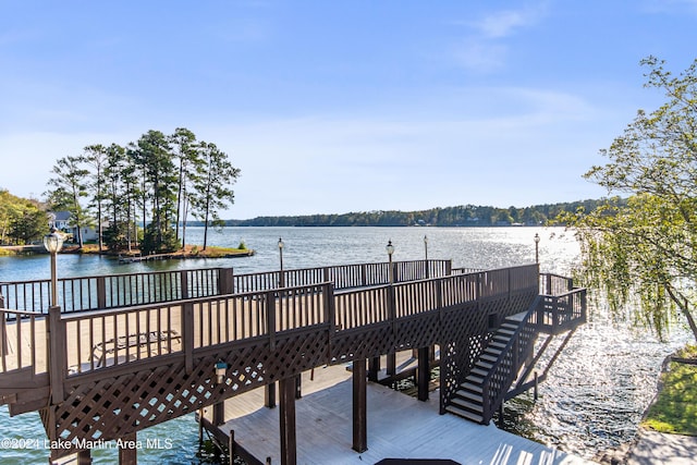 dock area featuring a water view