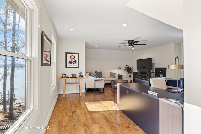 2082 River Oaks Dr, Jacksons Gap, AL 36861 - office space with light wood-style floors, a ceiling fan, and recessed lighting