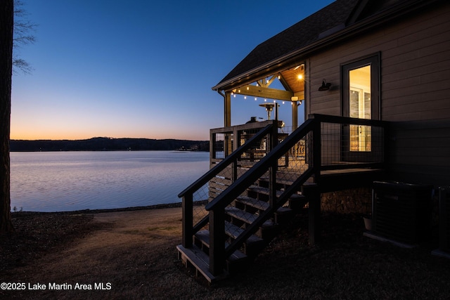 2082 River Oaks Dr, Jacksons Gap, AL 36861 - deck featuring a water view and stairway