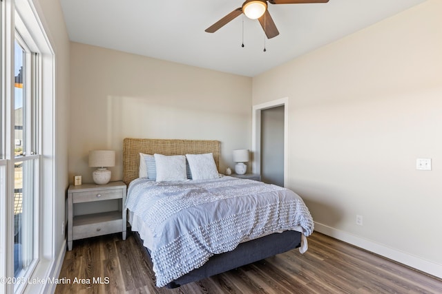 2082 River Oaks Dr, Jacksons Gap, AL 36861 - bedroom with wood finished floors and ceiling fan