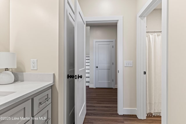 2082 River Oaks Dr, Jacksons Gap, AL 36861 - hall with dark wood-type flooring