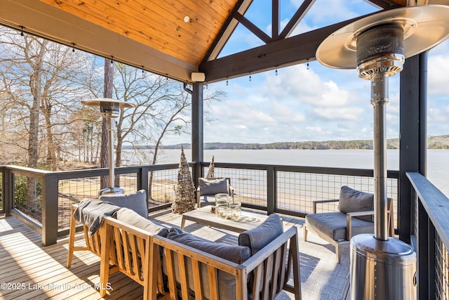 2082 River Oaks Dr, Jacksons Gap, AL 36861 - wooden terrace with an outdoor hangout area and a water view