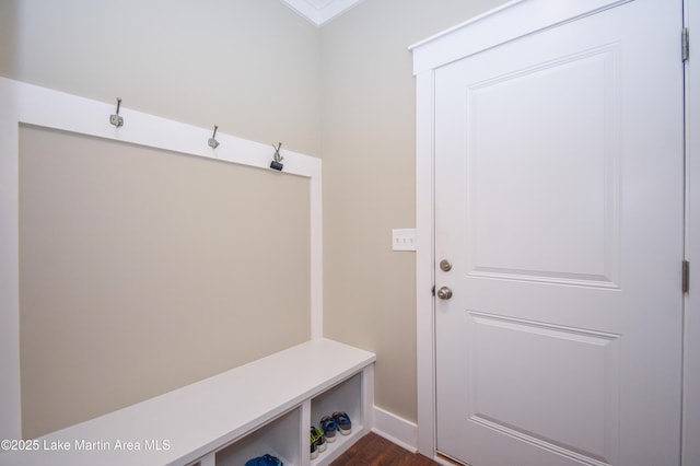 120 Rocky Creek Dr, Alexander City, AL 35010 - mudroom featuring dark wood finished floors and baseboards