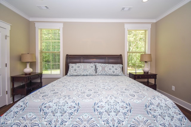 120 Rocky Creek Dr, Alexander City, AL 35010 - bedroom with ornamental molding and dark wood-type flooring