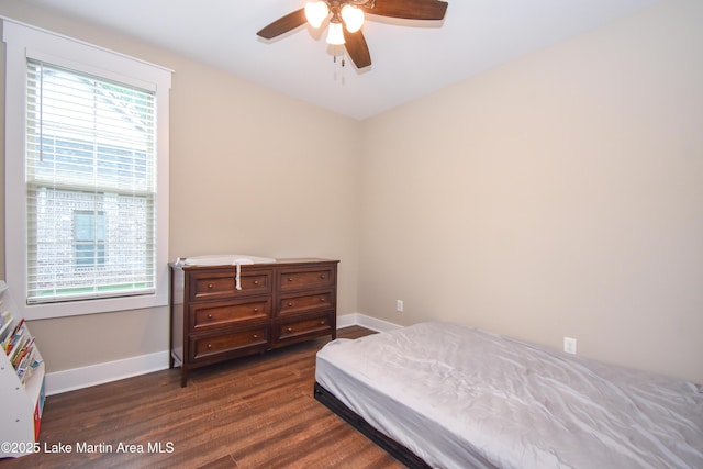 120 Rocky Creek Dr, Alexander City, AL 35010 - bedroom with dark wood-style flooring and a ceiling fan