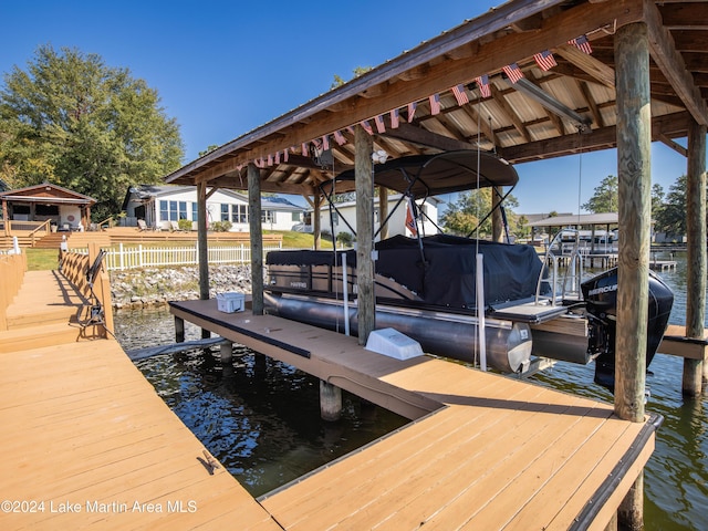 dock area featuring a water view