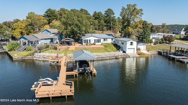 dock area featuring a water view