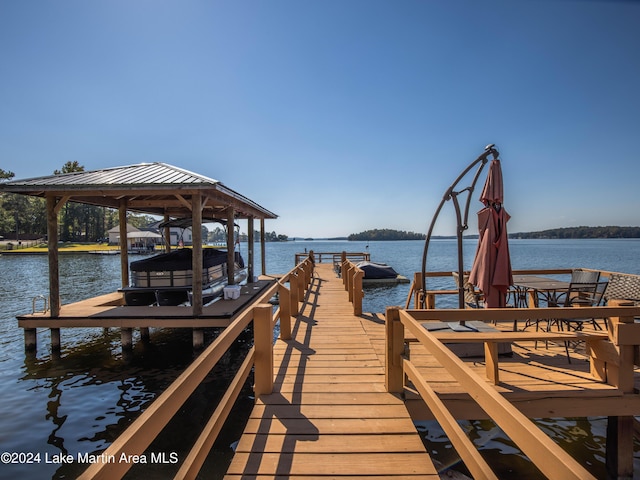 dock area featuring a water view