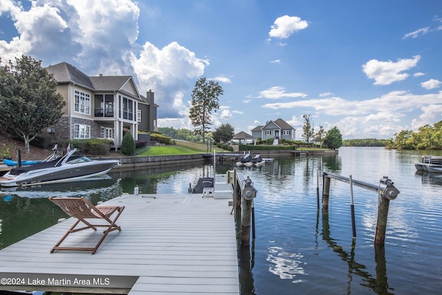 view of dock featuring a water view