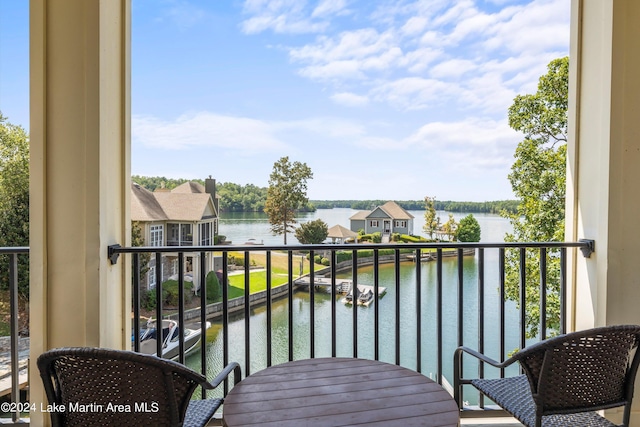 balcony with a water view