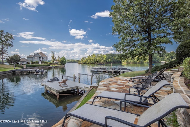 view of dock featuring a water view