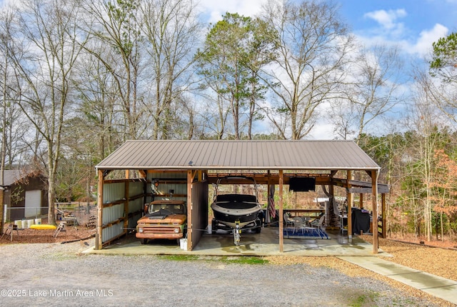 view of parking featuring a carport