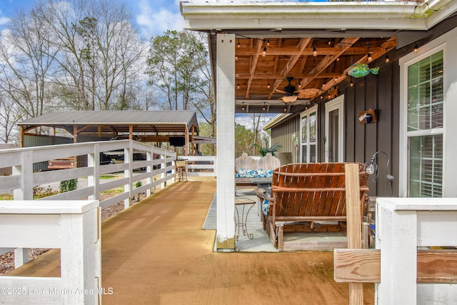 view of patio with ceiling fan
