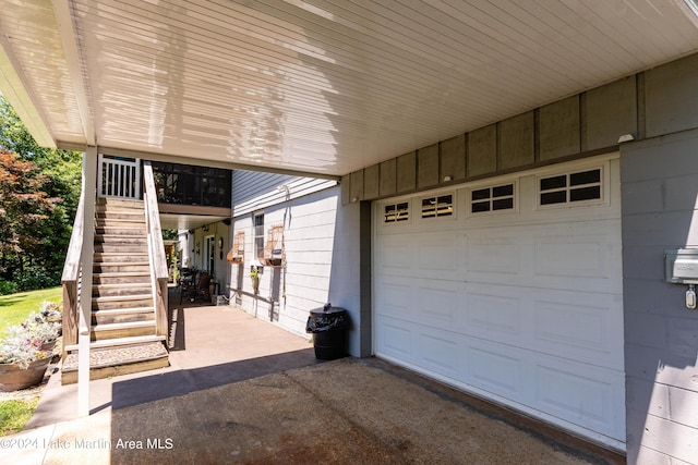 view of garage