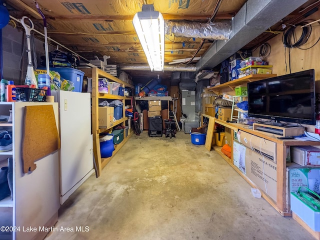 basement with heating unit