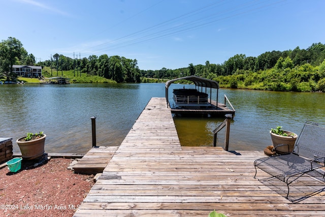 view of dock featuring a water view