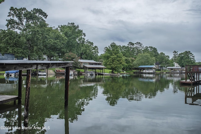 view of dock featuring a water view