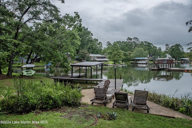 dock area featuring a water view