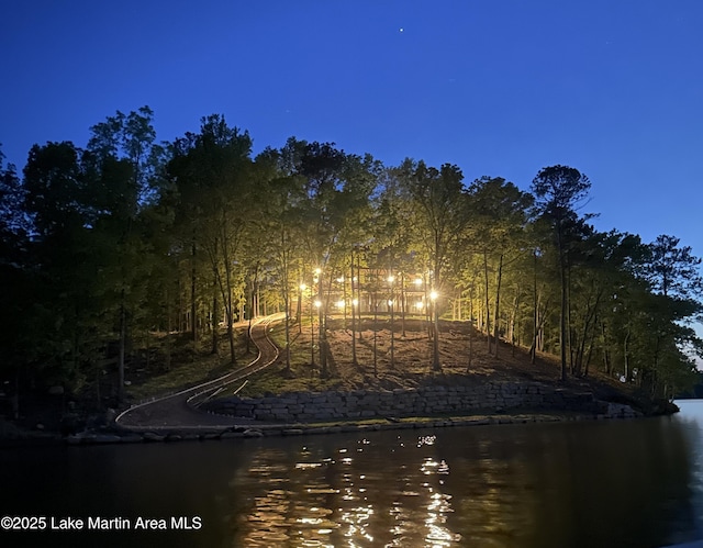 149 Bay Pt, Jacksons Gap, AL 36861 - view of front of home with a porch, a garage, roof with shingles, an outbuilding, and concrete driveway