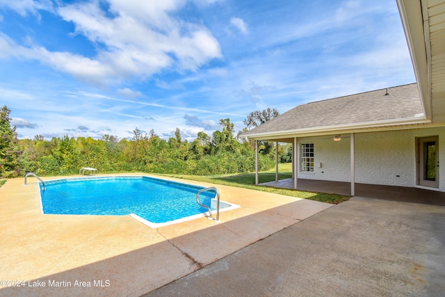 view of swimming pool with a patio