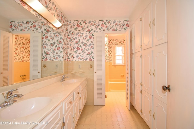 bathroom featuring vanity and tile patterned floors