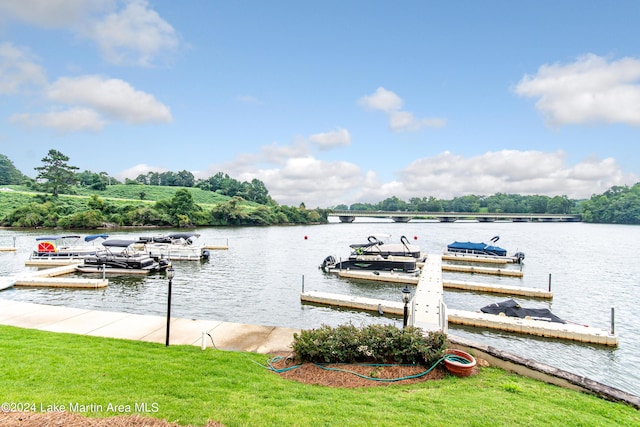 view of dock featuring a water view