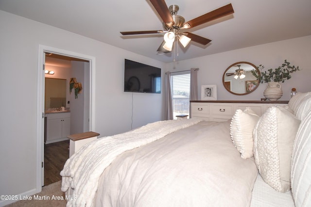 330 Clear Creek Ln, Calera, AL 35040 - carpeted bedroom featuring ceiling fan and connected bathroom
