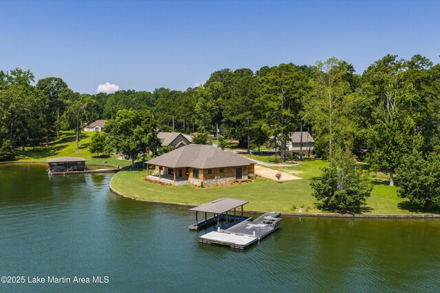 116 Water Oak Ln, Jacksons Gap, AL 36861 - dock featuring a water view and a lawn