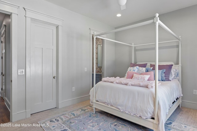 116 Water Oak Ln, Jacksons Gap, AL 36861 - bedroom with recessed lighting, ceiling fan, and carpet