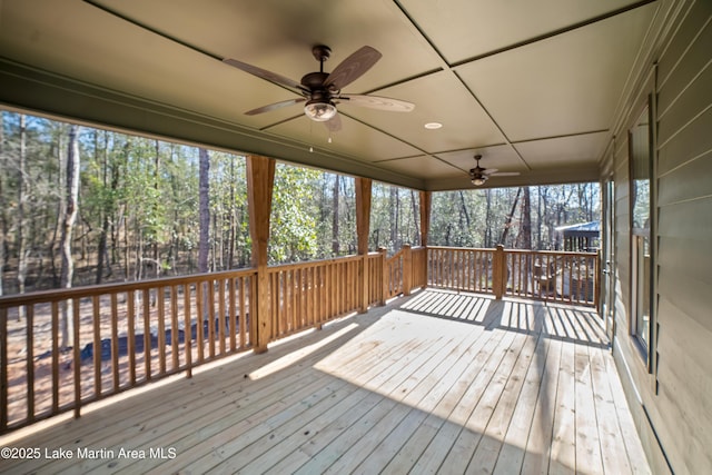 deck featuring a ceiling fan