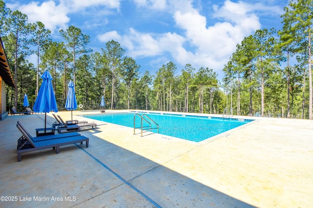 pool with a patio area