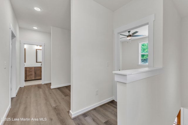 189 Magnolia Way, Dadeville, AL 36853 - hallway featuring light wood-style floors, baseboards, and recessed lighting