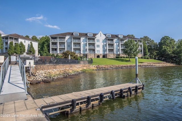 view of dock featuring a water view