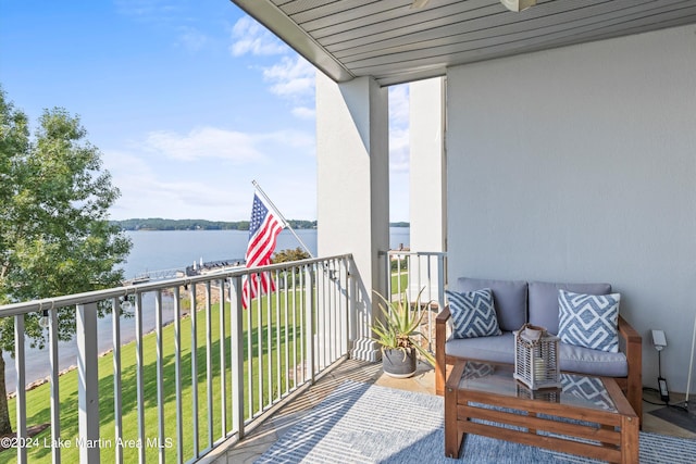 balcony with a water view