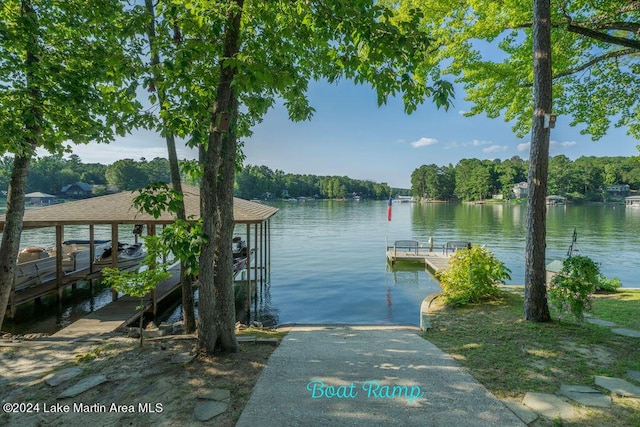 dock area featuring a water view