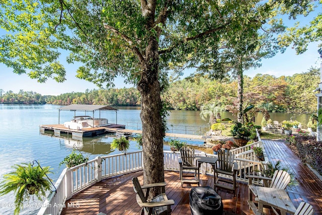 view of dock featuring a water view