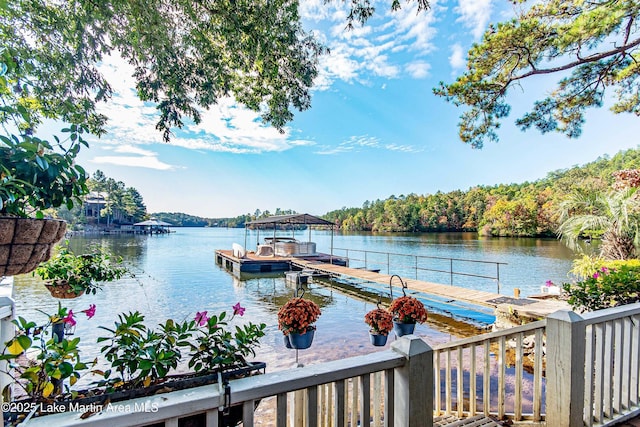 property view of water with a floating dock