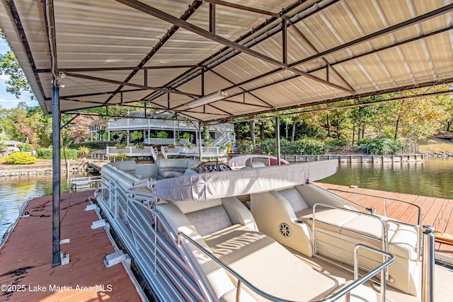 dock area featuring a water view