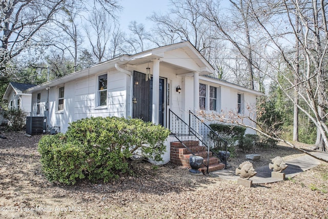 view of front of home with central AC