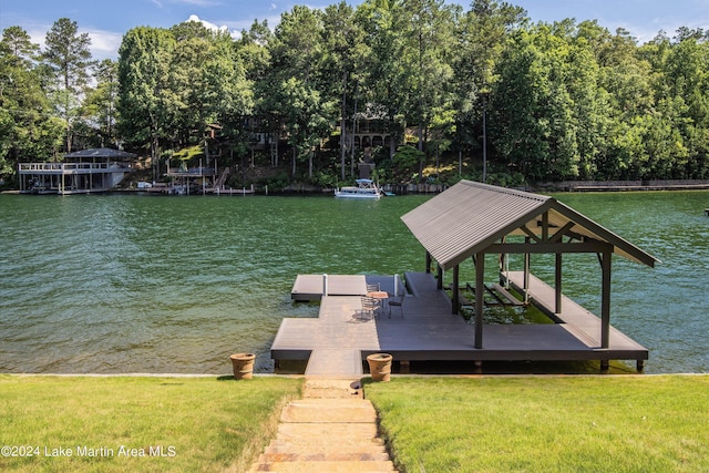 dock area featuring a water view