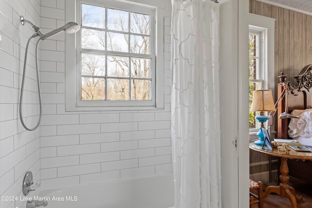 bathroom featuring shower / bath combination with curtain