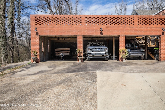 view of garage