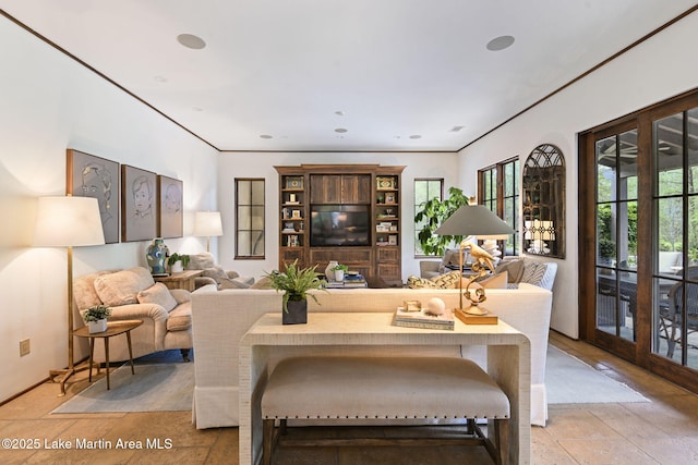 living room featuring plenty of natural light