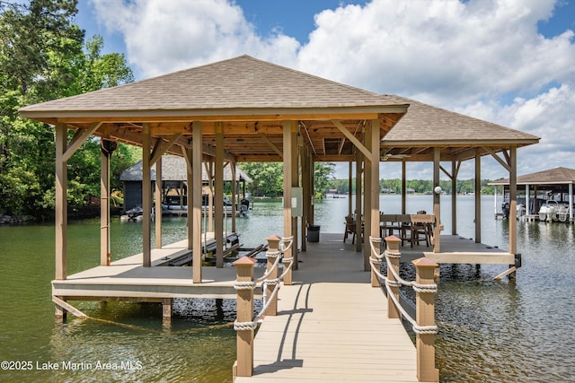 view of dock featuring a water view