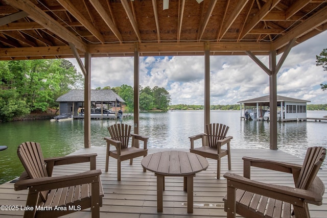 view of dock featuring a water view