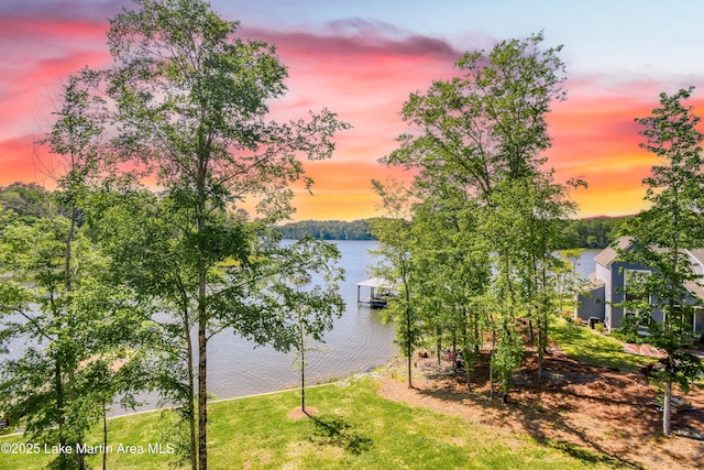 water view with a boat dock