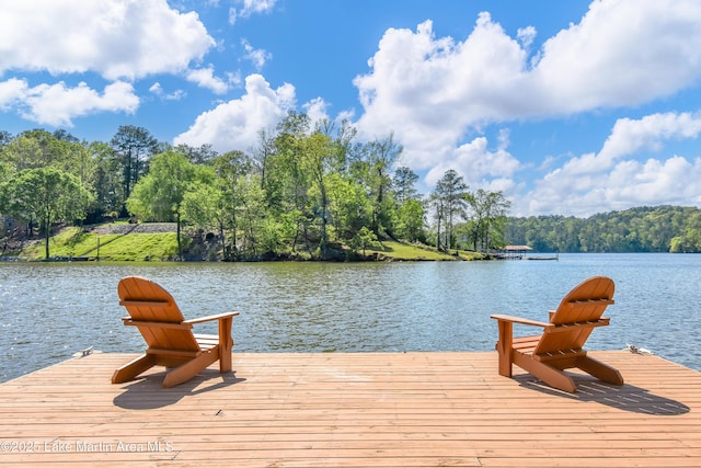 dock area featuring a water view