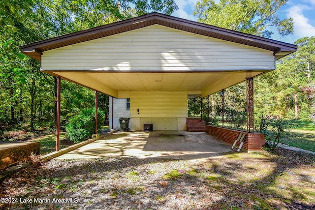 view of parking with a carport