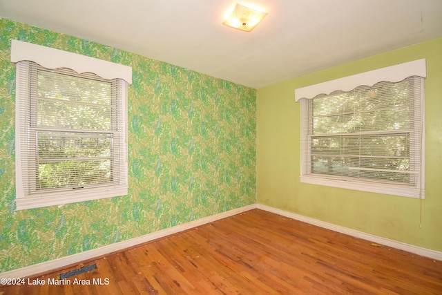 empty room with hardwood / wood-style floors