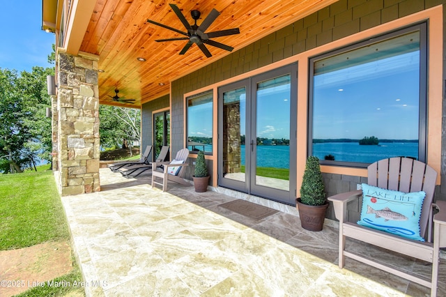 2868 Murray Rd, Dadeville, AL 36853 - view of patio / terrace featuring a ceiling fan and french doors